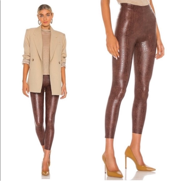 Commando Pants - COMMANDO brown XS Croc-effect high-rise faux-leather leggings slimming